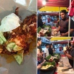Street food - Nasi Lemak with deep fried chicken